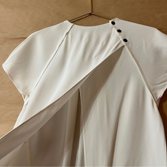 Proenza Schouler | Pleated Neck Split Back Top Snap Button Popover Blouse Size 4 - Picture 10 of 14